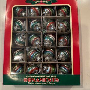 Christopher Radko 20 Shiny Brite Stirpes Holiday Splendor Ornaments 1.25"